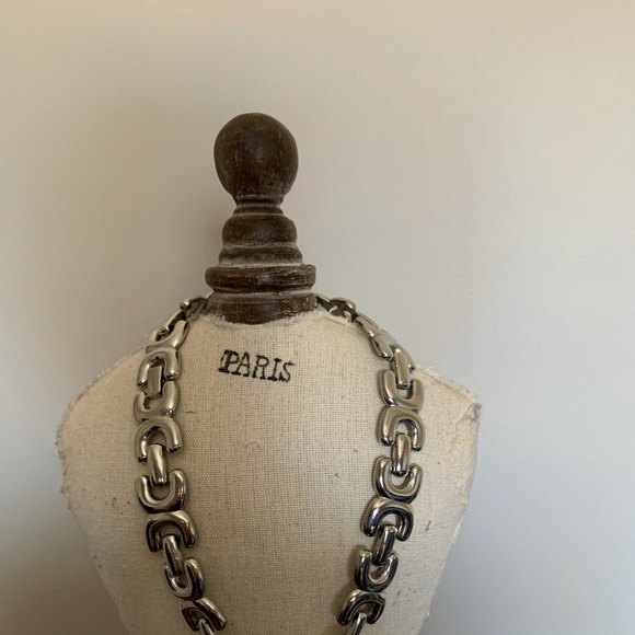 Statement silver tone collar necklace - Picture 2 of 3